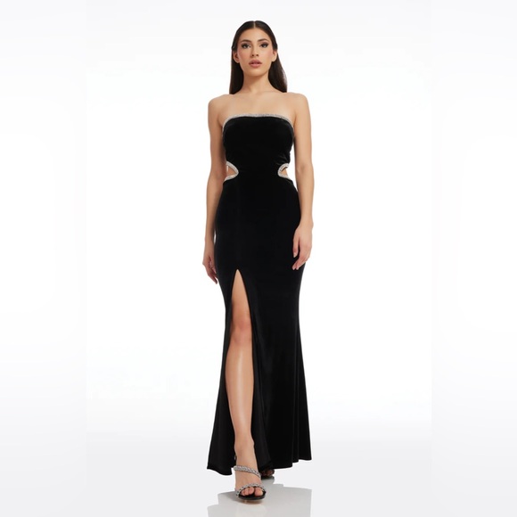 Dress the Population Dresses & Skirts - Dress the Population Ariana Black Strapless Gown with Silver Accents